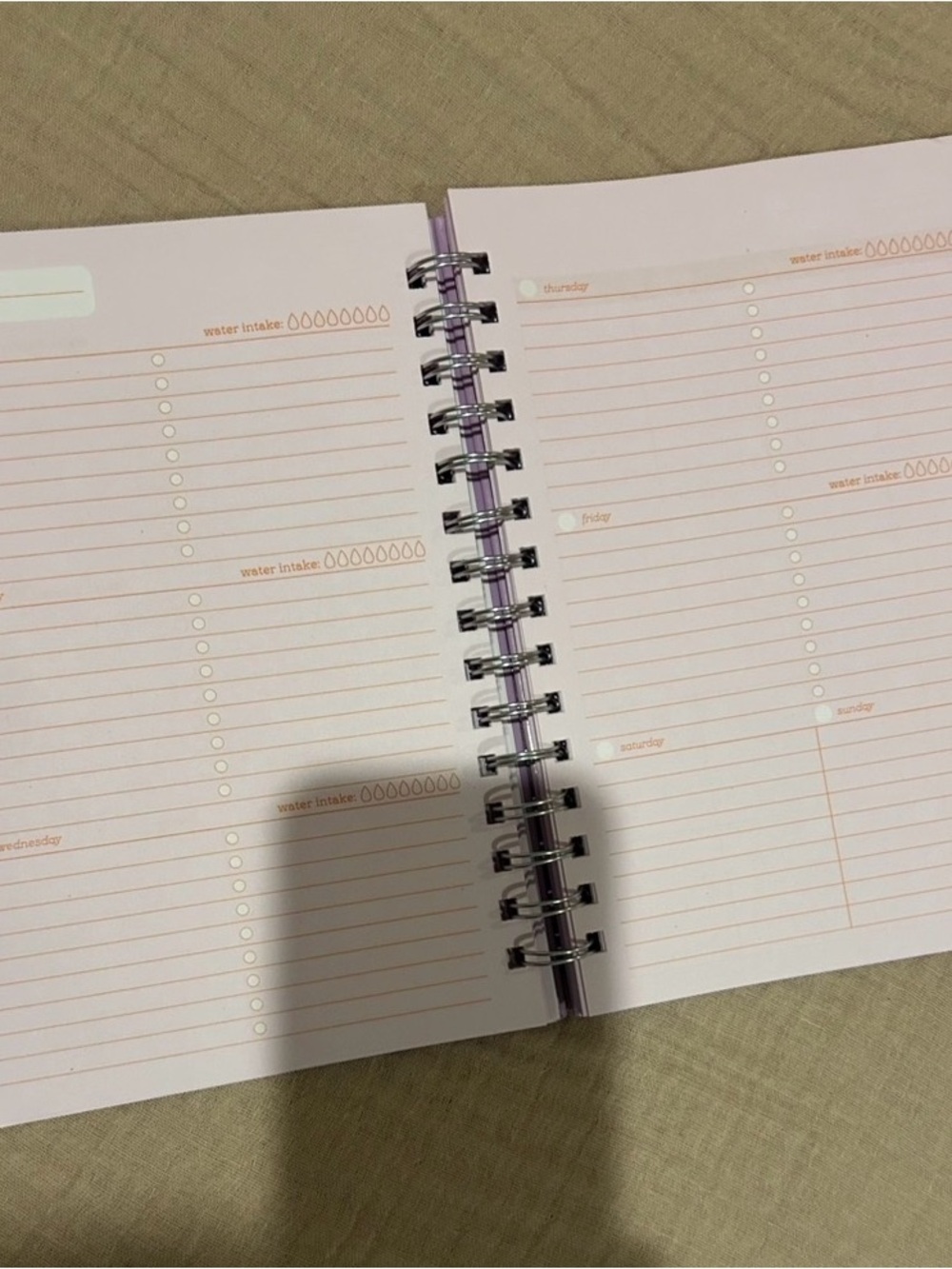 Spiral Weekly Planner Notebook in Light Pink